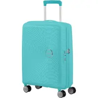 American Tourister Sounbox Spinner Expandable (4 wheels) 55cm, Vagn, Hårt skal, Blå, Poolside Blue, Liten, Polypropylen (PP)