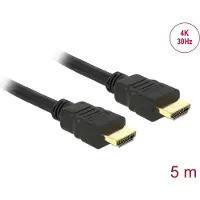 DeLOCK HDMI Anslutningskabel HDMI-A-kontakt 5 m Svart 84409 Rund, Skärmad, guldpläterad kontakt, tvinnad HDMI-kabel
