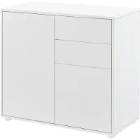 En.casa [] Byrå Paarl med 2 lådor och 2 dörrar-tryck och öppna-74x79x36cm-spånskiva-vit matt