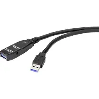 Renkforce USB-kabel USB 3.2 Gen1 USB-A kontakt, USB-A uttag 10.00 m Svart RF-4598346