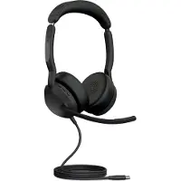 Jabra Evolve2 50 MS monaural USB-C On-ear headset Sladd Mono Svart Brusreducering Headset Datorer