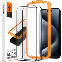 Spigen Glas.tR AlignMaster, Apple, iPhone 15 Pro, Transparent, 2 styck