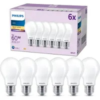 Philips LED-glödlampa Classic 7W/827 (60W) frosted 6-pack E27