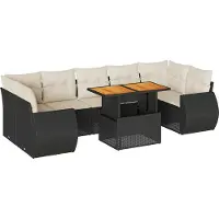 vidaXL Loungegrupp för trädgården med dynor 8 delar svart konstrotting