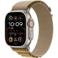 Apple Watch Ultra 2 - 49 mm - naturlig titan - smart klocka med Alpine Loop - textil - brun - bandstorlek: M - 64 GB - LTE, Wi-Fi 4, UWB, Bluetooth...
