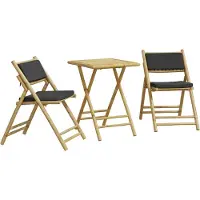 vidaXL 3-delat bistroset, mörkgrå kuddar, bambu