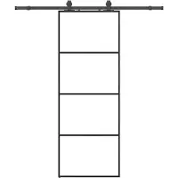 vidaXL Skjutdörr med beslag svart 76x205 cm ESG-glas