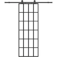 vidaXL Skjutdörr med beslag svart 76x205 cm ESG-glas