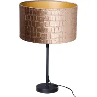 QAZQA Bordslampa svart med sammetskärm krokodilskinnsdesign 35 cm - Parte