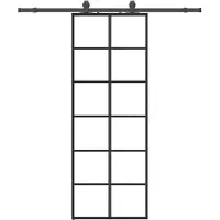 vidaXL Skjutdörr med beslag svart 76x205 cm ESG-glas
