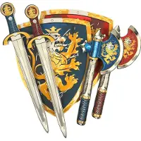 Impulse Noble Knight-set för 2 - Blå & Röd (2 x Svärd, Sköld & Yxa)