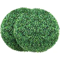 Vevor Konstgjorda Topiary Buxbomträd, 40 cm höga (2 stycken), Kullformade konstgjorda topiaryväxter, Gröna året runt-växter Dekorativa bollar för bakgård, balkong, trädgård, bröllop och heminredning