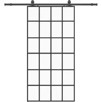 vidaXL Skjutdörr med beslag svart 102x205 cm ESG-glas