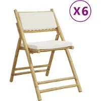 vidaXL Caféstolar hopfällbara med gräddvita dynor 6 st bambu