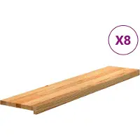 vidaXL Trappstegsmattor 8 pcs ljusbrun 120x30x2 cm massiv ek