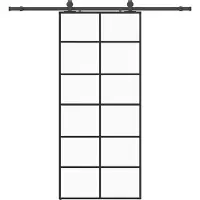 vidaXL Skjutdörr med beslag svart 90x205 cm ESG-glas