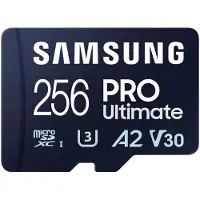 Samsung PRO Ultimate MB-MY256SA - Flash-minneskort (SD-adapter inkluderad) - 256 GB - A2 / Video Class V30 / UHS-I U3 - mikroSDXC UHS-I - blå