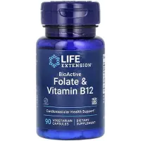 Life Extension Bioaktivt, Folate & Vitamin B12 från , 90 Vegetarian kapslar