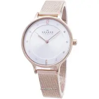 Skagen Anita Silverurtavla Kristall Roséguldfärgad Mesharmband SKW2151 Damklocka silver