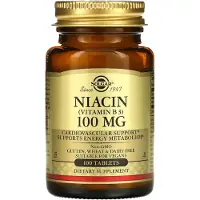 Solgar , Niacin (Vitamin B3), 100 mg, 100 Tabletter