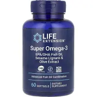Life Extension , Super Omega-3, EPA/DHA Fiskolja, Sesam Lignans & Olivolja, 60 Mygga