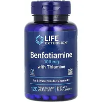 Life Extension , Benfotiamin med Thiamin, 100 mg, 120 Vegetariska Capsulor