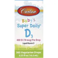 Carlson Labs Super D3 för Barn, 10 Mcg (400 IE), 0.35 fl oz (10,3 ml)