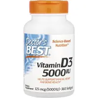 Doctors Best , Vitamin D3, 125mcg (5 000 IE), 360 mjukgelkapslar