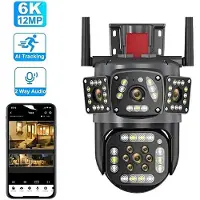 LS VISION 10MP PTZ IP-kamera 8MP 4K Utomhus Dubbla linser Dubbel skärm 5G WIFI-kamera AI-spårning Säkerhetsskydd CCTV övervakningskamera 10MP NO SD Card
