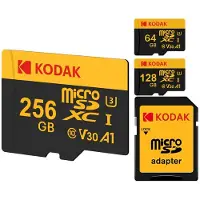 Kodak ULTRA PERFORMANCE U3 V30 A1 microSDXC UHS-I flashminneskort med adapter Klass 10 UHS-1, Upp till 100 MB/s för DSLR-kamera smartphone U3 128GB