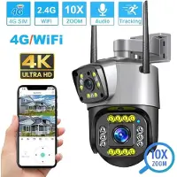 LS VISION Ny EU Dual Lens 4G IP-kamera WiFi 8MP 4K övervakningskameror Trådlös Outdoor Smart Home Night Vision V380 Digital Zoom CCTV-kamera 4MP WiFi Camera