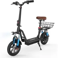 IScooter i12 Outdoor Riding Electric Scooter 500W Motor 36V7.5Ah Battery 12 Inch Road Tires E-Scooter Commuting RidingEScooter With Rear Basket svart