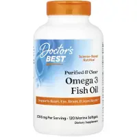Doctors Best , Raffinerad Klar Omega-3 Fiskolja, Marina Mjuka Kapslar, 120 (1 000 mg per mjukgelkapsel)