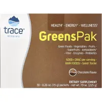 Trace Minerals Trace, GreensPak, Choklad, 30 förpackningar, 7,5 g (0,26 oz) varje