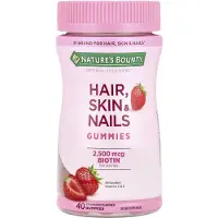 Natures Bounty , Optimala lösningar för hår, hud & naglar, gummies, hallon, 40 gummies