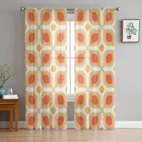 Your Warm Home Retro Moderna Tyllgardiner Tryckta Genomskinliga Gardiner för Vardagsrum Sovrum Balkong Hall Heminredning Mode 135W x 137H(cm)