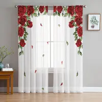 Yiran Furniture Valentine Kärlek Svan Skira Gardiner för Sovrum Vardagsrum Dekoration Fönstergardin för Kök Tyll Voile Organza Draperier W135 x H115cm x1&Grommet Top white