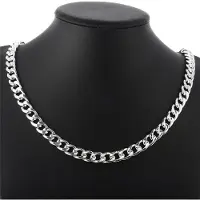 YIRAN Jewelry Smycken Herrhalsband Silverpläterad 10 mm Fyrkantigt Spänne Sidohalsband Modetrend Kedja 50CM black