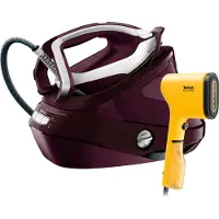 Tefal Pro Express Vision GV9810 - Strykjärn med separat ånggenerator med automatisk avstängning - sula Durilium AirGlide Autoclean - 3000 W - vinröd/vit
