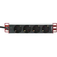Techly I-CASE M10-4ITY, Strømbar, Sort, Rød, Sølv, 1,8 m, Strøm, 230 V, 4 AC stikkontakt(er)