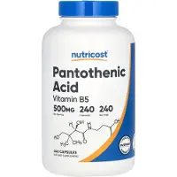 Nutricost , pantotensyra, vitamin B5, 500mg, 240 kapslar
