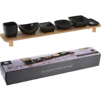 Koopman International Koopman set serveringsskålar svarta 6 st + bricka