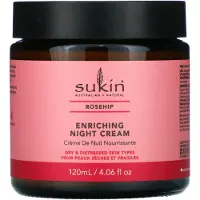 Sukin , Riklig Nattkräm, Ros, 4,06 fl oz (120 ml)