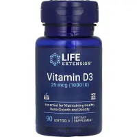 Life Extension Life Extension, Vitamin D3, 25mcg (1,000IU), 90 softgels