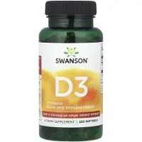 Swanson Health D3-vitamin, Ultrahög styrka, 125 mcg, (5 000 IE), 250 Mjuka kapslar