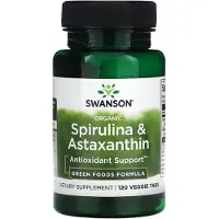 Swanson Health , Ekologisk spirulin & Astaxanthin, 120 Veggie Tabs