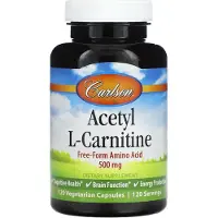 Carlson , Acetyl-L-Karnitin, 500 mg, 120 Vegetariska Kapslar