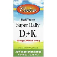Carlson Labs , Super Daily D3 + K2, 50 mcg (2 000 IU) & 45 mcg, 0.34 fl oz (10.16 ml)