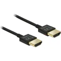 DeLOCK HDMI Anslutningskabel HDMI-A-kontakt 0.25 m Svart 85117 guldpläterad kontakt, 4K UHD, tvinnad , trefaldigt skärmad HDMI-kabel