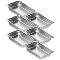Vevor 6-pack hotellpannor, fullstor ångpanna med anti-jam-funktion, 0,8 mm tjock ångpanna i rostfritt stål för restaurang, 4 tum djup kommersiell bordspanna, förvaringspanna för catering, för industri